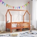 vidaXL, vidaXL Kinderbett Hausbett Wachsbraun 80x160 cm Massivholz Kiefer