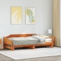 vidaXL, vidaXL Tagesbett Ausziehbar Wachsbraun 90x200 cm Massivholz Kiefer