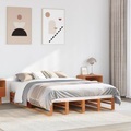 vidaXL, vidaXL Massivholzbett ohne Matratze Wachsbraun 160x200 Kiefernholz