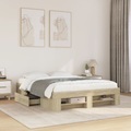 vidaXL, vidaXL Bettgestell Sonoma-Eiche 140x200 cm Holzwerkstoff