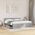vidaXL, vidaXL Bettgestell mit Kopfteil Betongrau 180x200 cm Holzwerkstoff