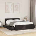 vidaXL, vidaXL Bettgestell mit Kopfteil Schwarz 140x200 cm Holzwerkstoff
