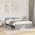 vidaXL, vidaXL Bettgestell mit Kopfteil Betongrau 140x190 cm Holzwerkstoff