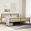vidaXL, vidaXL Metallbett ohne Matratze Sonoma-Eiche 200x200 cm