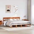 vidaXL, vidaXL Massivholzbett ohne Matratze Wachsbraun 200x200 Kiefernholz