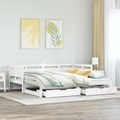 vidaXL, vidaXL Tagesbett Ausziehbar mit Schubladen Weiß 90x190 cm Kiefernholz