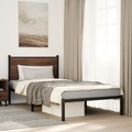 vidaXL, vidaXL Bettgestell mit Kopfteil Metall Braun Eichen-Optik 100x200 cm
