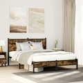 vidaXL, vidaXL Metallbett ohne Matratze Räuchereiche 140x190 cm