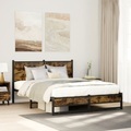 vidaXL, vidaXL Metallbett ohne Matratze Räuchereiche 140x200 cm
