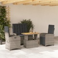 vidaXL, vidaXL 4-tlg. Garten-Essgruppe mit Kissen Grau Poly Rattan