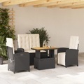 vidaXL, vidaXL 4-tlg. Garten-Essgruppe mit Kissen Schwarz Poly Rattan