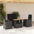 vidaXL, vidaXL 4-tlg. Garten-Essgruppe mit Kissen Schwarz Poly Rattan