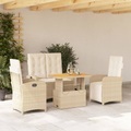 vidaXL, vidaXL 4-tlg. Garten-Essgruppe mit Kissen Beige Poly Rattan