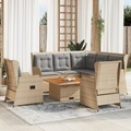 vidaXL, vidaXL 6-tlg. Garten-Lounge-Set mit Kissen Beige Poly Rattan