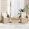 vidaXL, vidaXL 3-tlg. Garten-Lounge-Set mit Kissen Beige Poly Rattan