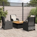 vidaXL, vidaXL 5-tlg. Garten-Lounge-Set mit Kissen Schwarz Poly Rattan