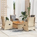 vidaXL, vidaXL 5-tlg. Garten-Lounge-Set mit Kissen Beige Poly Rattan
