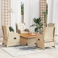 vidaXL, vidaXL 5-tlg. Garten-Lounge-Set mit Kissen Beige Poly Rattan