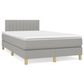 vidaXL, vidaXL Boxspringbett mit Matratze Hellgrau 120x190 cm Stoff