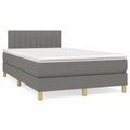 vidaXL, vidaXL Boxspringbett mit Matratze Dunkelgrau 120x190 cm Stoff