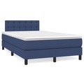 vidaXL, vidaXL Boxspringbett mit Matratze Blau 120x190 cm Stoff