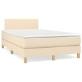 vidaXL, vidaXL Boxspringbett mit Matratze Creme 120x190 cm Stoff