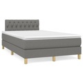 vidaXL, vidaXL Boxspringbett mit Matratze Dunkelgrau 120x190 cm Stoff