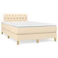 vidaXL, vidaXL Boxspringbett mit Matratze Creme 120x190 cm Stoff