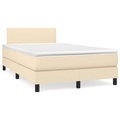 vidaXL, vidaXL Boxspringbett mit Matratze Creme 120x190 cm Stoff