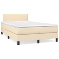 vidaXL, vidaXL Boxspringbett mit Matratze Creme 120x190 cm Stoff