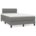 vidaXL, vidaXL Boxspringbett mit Matratze Dunkelgrau 120x190 cm Stoff