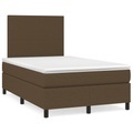 vidaXL, vidaXL Boxspringbett mit Matratze Dunkelbraun 120x190 cm Stoff