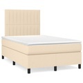 vidaXL, vidaXL Boxspringbett mit Matratze Creme 120x190 cm Stoff