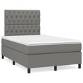 vidaXL, vidaXL Boxspringbett mit Matratze Dunkelgrau 120x190 cm Stoff