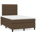 vidaXL, vidaXL Boxspringbett mit Matratze Dunkelbraun 120x190 cm Stoff