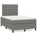 vidaXL, vidaXL Boxspringbett mit Matratze Dunkelgrau 120x190 cm Stoff