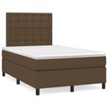 vidaXL, vidaXL Boxspringbett mit Matratze Dunkelbraun 120x190 cm Stoff