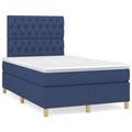vidaXL, vidaXL Boxspringbett mit Matratze Blau 120x190 cm Stoff