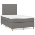vidaXL, vidaXL Boxspringbett mit Matratze Dunkelgrau 120x190 cm Stoff