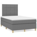 vidaXL, vidaXL Boxspringbett mit Matratze Dunkelgrau 120x190 cm Stoff