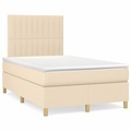 vidaXL, vidaXL Boxspringbett mit Matratze Creme 120x190 cm Stoff