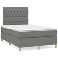 vidaXL, vidaXL Boxspringbett mit Matratze Dunkelgrau 120x190 cm Stoff