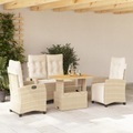 vidaXL, vidaXL 4-tlg. Garten-Essgruppe mit Kissen Beige Poly Rattan