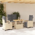 vidaXL, vidaXL 4-tlg. Garten-Essgruppe mit Kissen Beige Poly Rattan