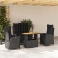 vidaXL, vidaXL 4-tlg. Garten-Essgruppe mit Kissen Schwarz Poly Rattan