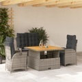 vidaXL, vidaXL 4-tlg. Garten-Essgruppe mit Kissen Grau Poly Rattan