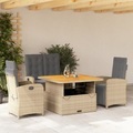 vidaXL, vidaXL 4-tlg. Garten-Essgruppe mit Kissen Beige Poly Rattan