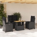 vidaXL, vidaXL 4-tlg. Garten-Essgruppe mit Kissen Schwarz Poly Rattan