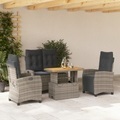 vidaXL, vidaXL 4-tlg. Garten-Essgruppe mit Kissen Grau Poly Rattan
