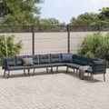 vidaXL, vidaXL Gartenbänke 4 Stk. mit Kissen Schwarz Pulverbeschichteter Stahl